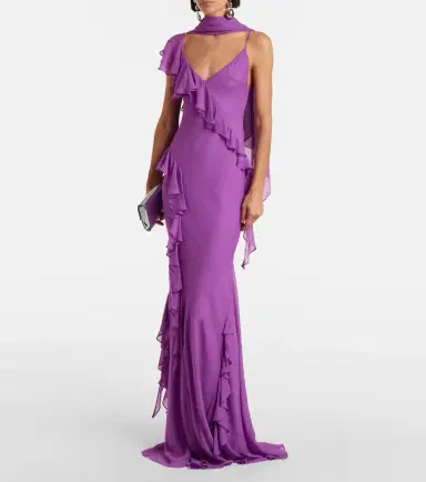 De La Vali Mayara ruffled georgette gown | Thumbnail 4