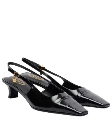 Tod's Croc-effect patent leather slingback pumps | Thumbnail 1