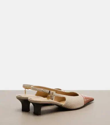 Tod's Leather-trimmed canvas slingback pumps | Thumbnail 2