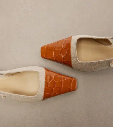 Tod's Leather-trimmed canvas slingback pumps | Thumbnail 3