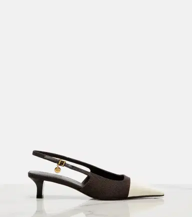 Tod's Leather-trimmed canvas slingback pumps | Thumbnail 2 Tod's Leather-trimmed canvas slingback pumps | Thumbnail 2
