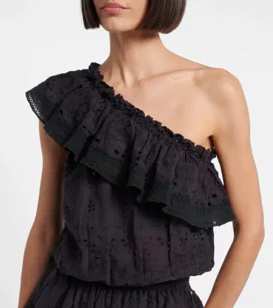 Melissa Odabash Bree broderie anglaise one-shoulder cotton minidress | Thumbnail 2