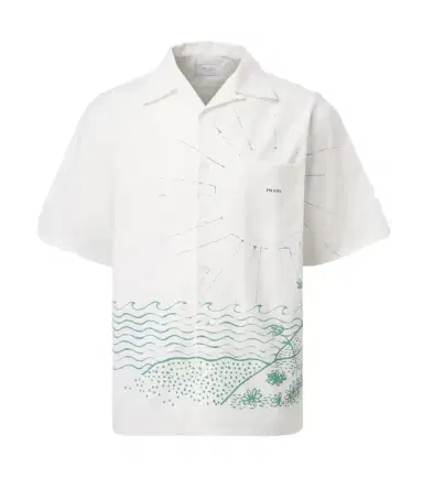 Prada Printed cotton bowling shirt | Thumbnail 1 Prada Printed cotton bowling shirt | Thumbnail 1