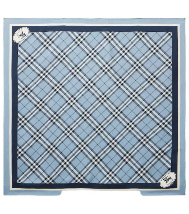 Check silk twill scarf