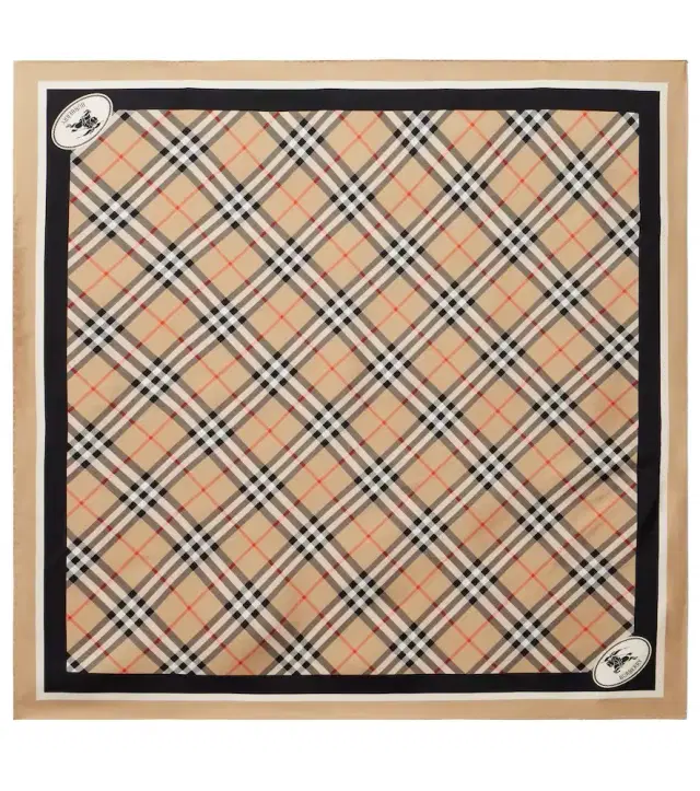 Check silk twill scarf