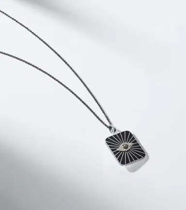 Ileana Makri Evil Eye sterling silver pendant necklace with diamonds | Thumbnail 2