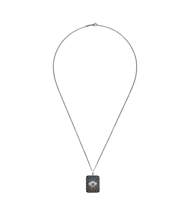 Evil Eye sterling silver pendant necklace with diamonds