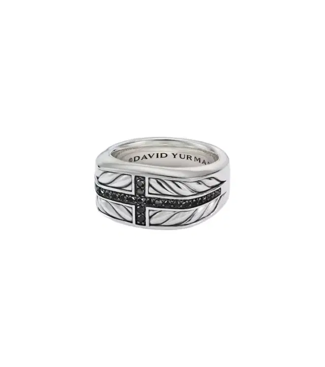 David Yurman Chevron sterling silver ring with diamonds