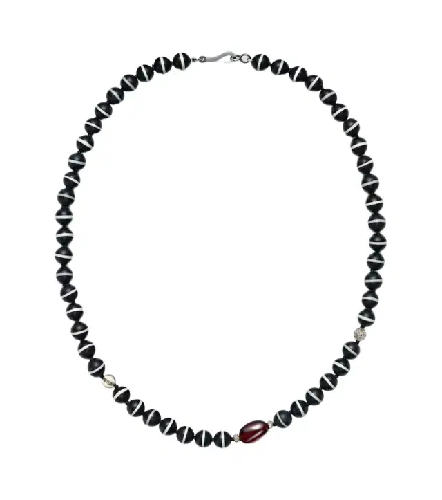 Sterling silver beaded necklace with gemstones