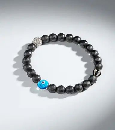 Ileana Makri Sterling silver beaded bracelet with onyx and diamonds | Thumbnail 4