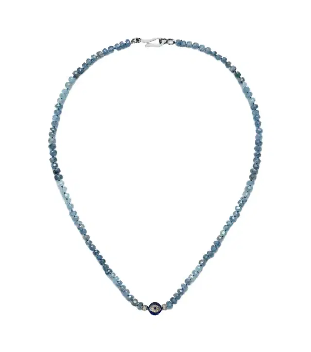 Sterling silver beaded necklace with gemstones
