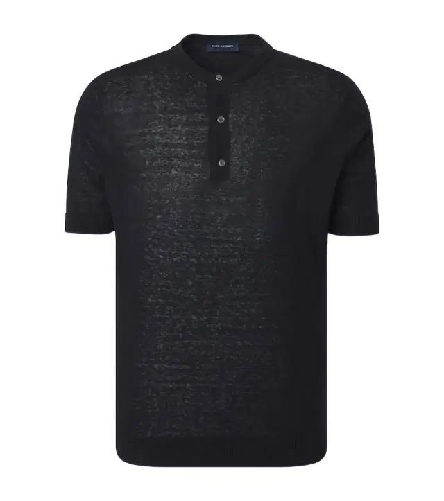 Thom Sweeney Silk and linen Henley shirt