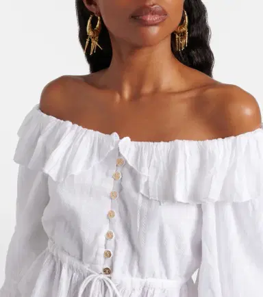 Melissa Odabash Corrine off-shoulder cotton poplin blouse | Thumbnail 2 Melissa Odabash Corrine off-shoulder cotton poplin blouse | Thumbnail 2