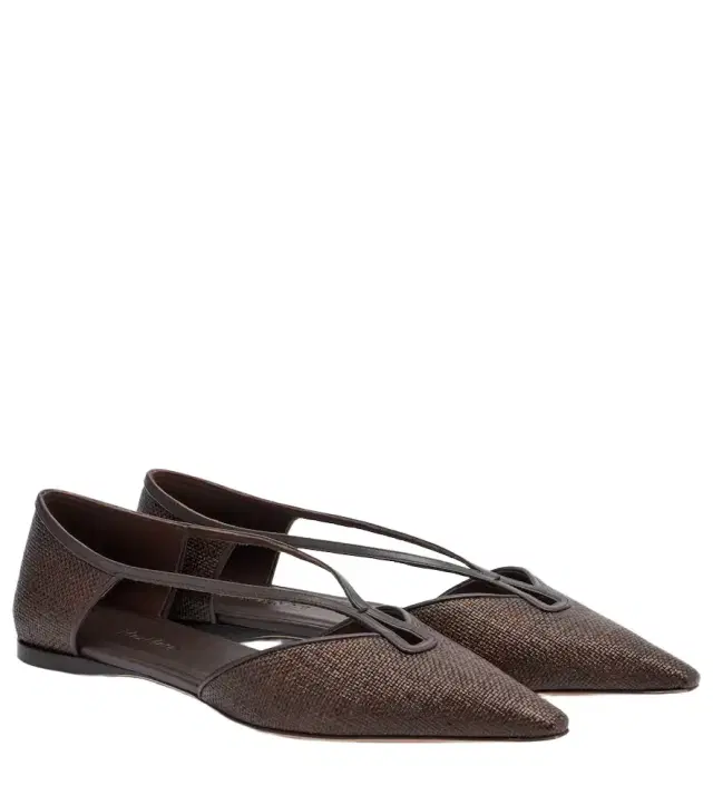 Max Mara Volpino leather-trimmed woven ballet flats