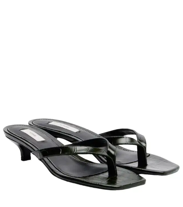 Toteme Croc-effect leather thong sandals