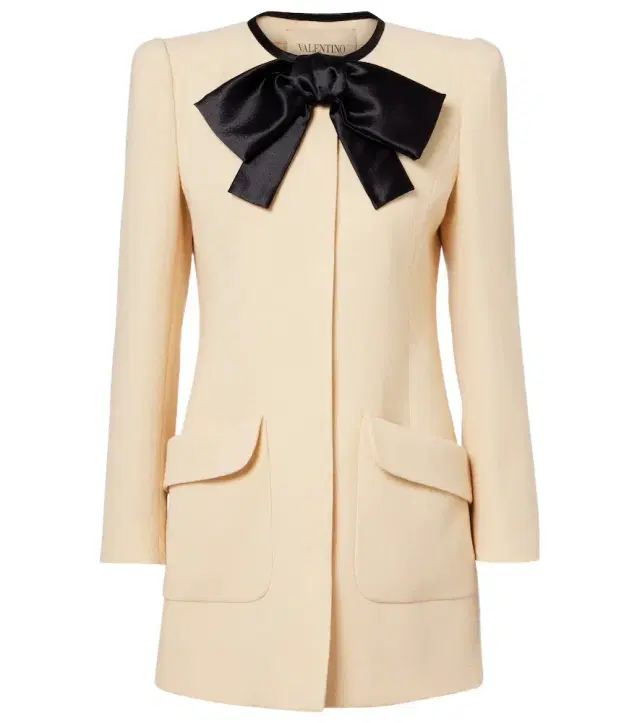 Tie-neck virgin wool coat