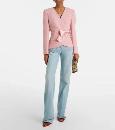 Valentino Bow-detail virgin wool crêpe jacket | Thumbnail 4