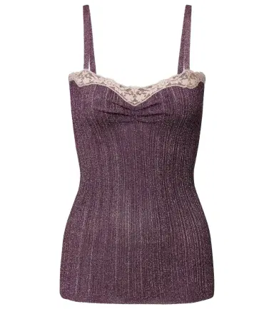 Valentino Lace-trimmed lamé top | Thumbnail 1 Valentino Lace-trimmed lamé top | Thumbnail 1