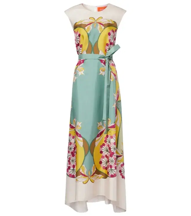 San Carlo printed silk satin midi dress