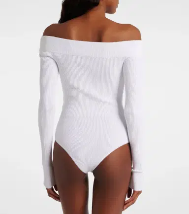 Alaïa Alaïa Ribbed-knit off-shoulder bodysuit | Thumbnail 4