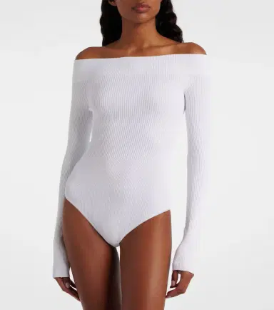 Alaïa Alaïa Ribbed-knit off-shoulder bodysuit | Thumbnail 5