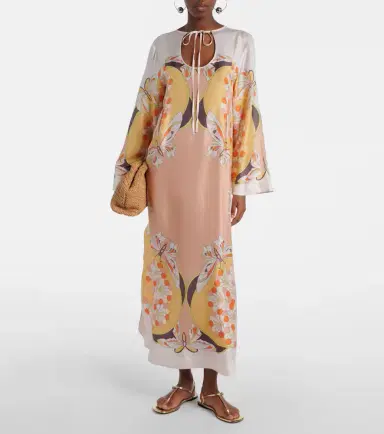 La DoubleJ Twin Flame printed silk twill maxi dress | Thumbnail 2
