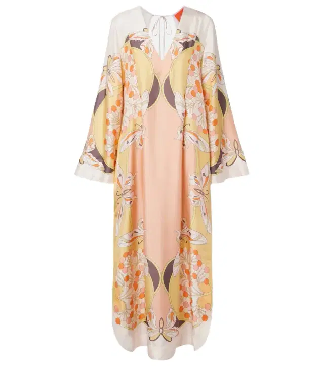 La DoubleJ Twin Flame printed silk twill maxi dress
