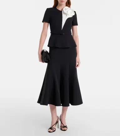 Roland Mouret Floral-appliqué crêpe midi dress | Thumbnail 2