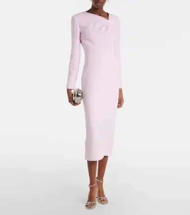 Roland Mouret Asymmetric draped crêpe midi dress | Thumbnail 5 Roland Mouret Asymmetric draped crêpe midi dress | Thumbnail 5