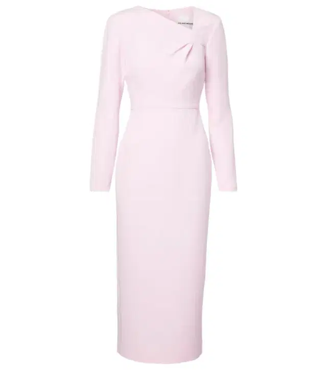 Asymmetric draped crêpe midi dress
