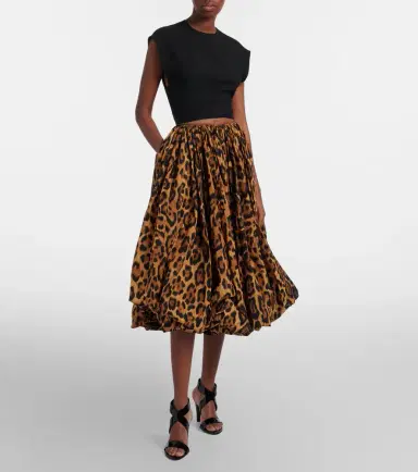 Alaïa Alaïa Leopard-print taffeta midi skirt | Thumbnail 4