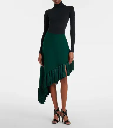 Alaïa Alaïa Asymmetric wool gabardine midi skirt | Thumbnail 4 Alaïa Alaïa Asymmetric wool gabardine midi skirt | Thumbnail 4