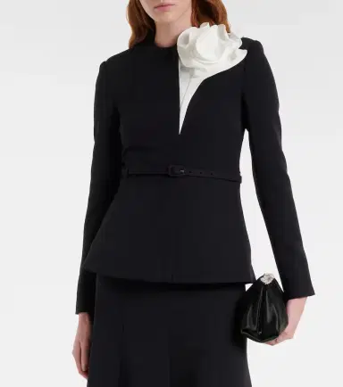 Roland Mouret Floral-appliqué peplum crêpe blazer | Thumbnail 4 Roland Mouret Floral-appliqué peplum crêpe blazer | Thumbnail 4