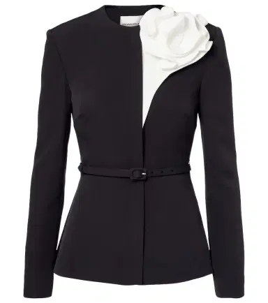 Roland Mouret Floral-appliqué peplum crêpe blazer | Thumbnail 1 Roland Mouret Floral-appliqué peplum crêpe blazer | Thumbnail 1