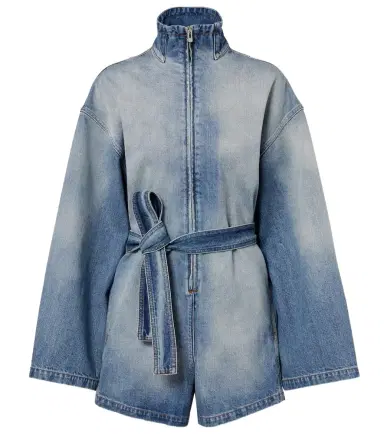 Alaïa Alaïa Belted cotton denim romper | Thumbnail 1 Alaïa Alaïa Belted cotton denim romper | Thumbnail 1