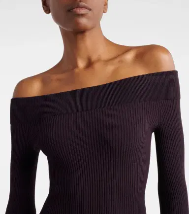 Alaia Alaïa Ribbed-knit off-shoulder bodysuit | Thumbnail 4