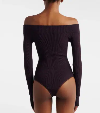 Alaia Alaïa Ribbed-knit off-shoulder bodysuit | Thumbnail 6
