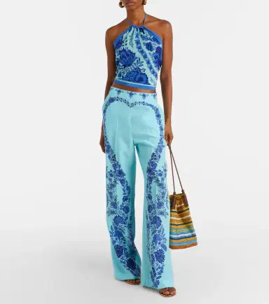 Etro Floral silk straight pants | Thumbnail 6