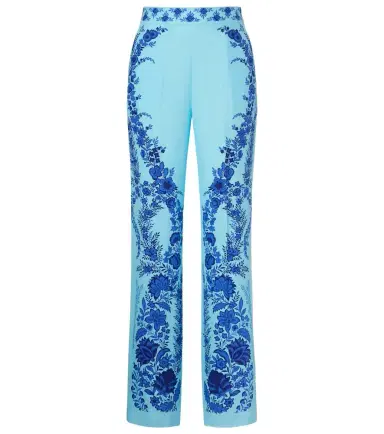 Etro Floral silk straight pants | Thumbnail 1