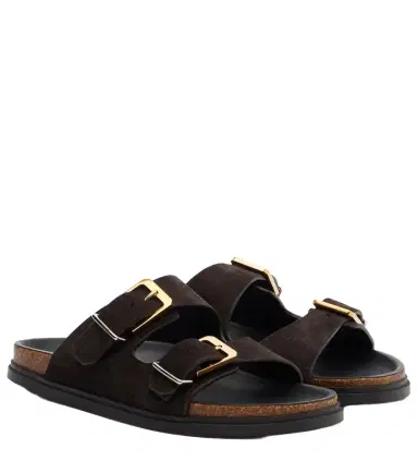 The Row Buckle suede slides | Thumbnail 1