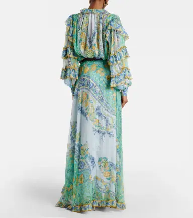 Etro Floral asymmetric silk maxi skirt | Thumbnail 3