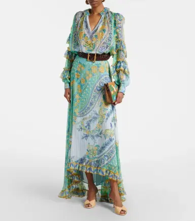 Etro Floral asymmetric silk maxi skirt | Thumbnail 4