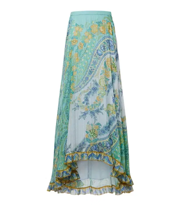 Etro Floral asymmetric silk maxi skirt