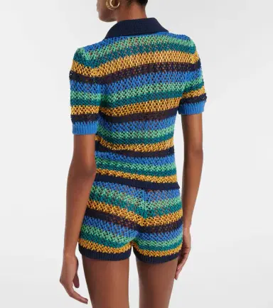 Etro Crochet striped cotton-blend shorts | Thumbnail 3