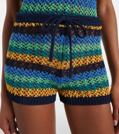 Etro Crochet striped cotton-blend shorts | Thumbnail 4
