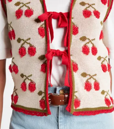 La DoubleJ Cherry cotton-blend intarsia vest | Thumbnail 4