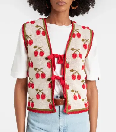 La DoubleJ Cherry cotton-blend intarsia vest | Thumbnail 5
