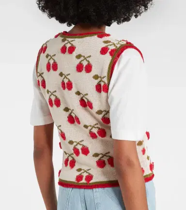 La DoubleJ Cherry cotton-blend intarsia vest | Thumbnail 6