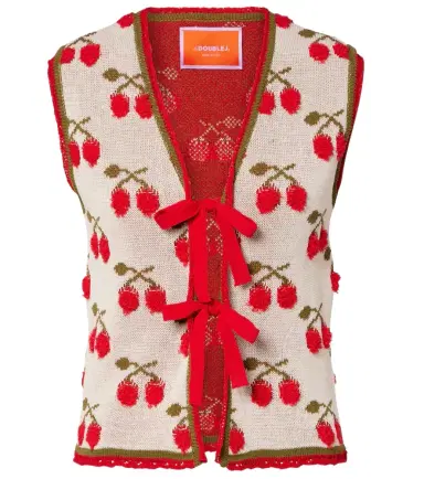 La DoubleJ Cherry cotton-blend intarsia vest | Thumbnail 1