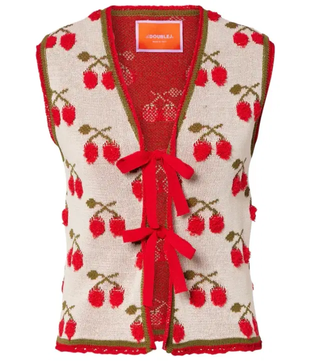 La DoubleJ Cherry cotton-blend intarsia vest